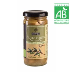 Olives vertes farcies aux amandes BIO Bocal 350grs