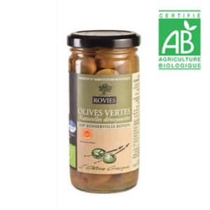 Olives vertes dénoyautées BIO Bocal 350grs