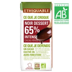 Chocolat noir dessert 65% Bio 200gr