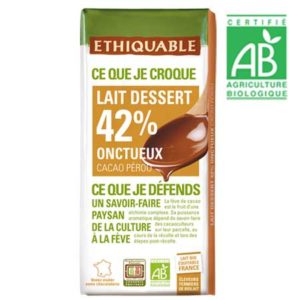 Chocolat lait dessert 42% Bio 200gr