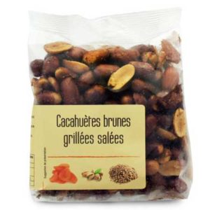 Cacahuètes brunes grillées salées paquet 200 gr