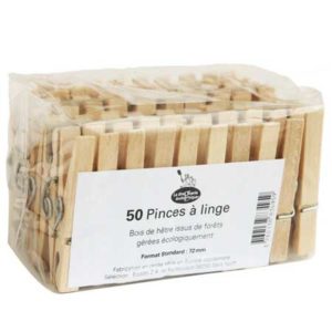 Sachet 50 pinces à linge FSC