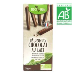 Biscuits Batonnets Chocolat Lait Bio pqt 125 Grs