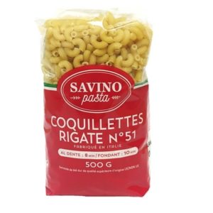 Pâtes Coquillettes n°51. pqt 500g Savino Pasta