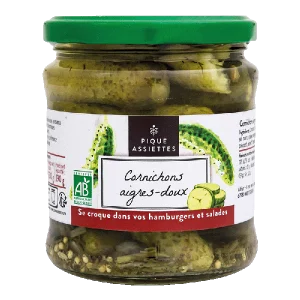 Cornichons aigre doux BIO "Pique-assiette" 190g