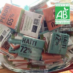 VRAC-Chocolat noir Bio Carrés Dégustation pérou 65% haïti 72% 100g