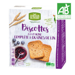 Biscottes complètes aux graines de lin 270 grs BIO