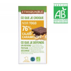 Chocolat Noir Togo 76% cajou caramélisée -100grs